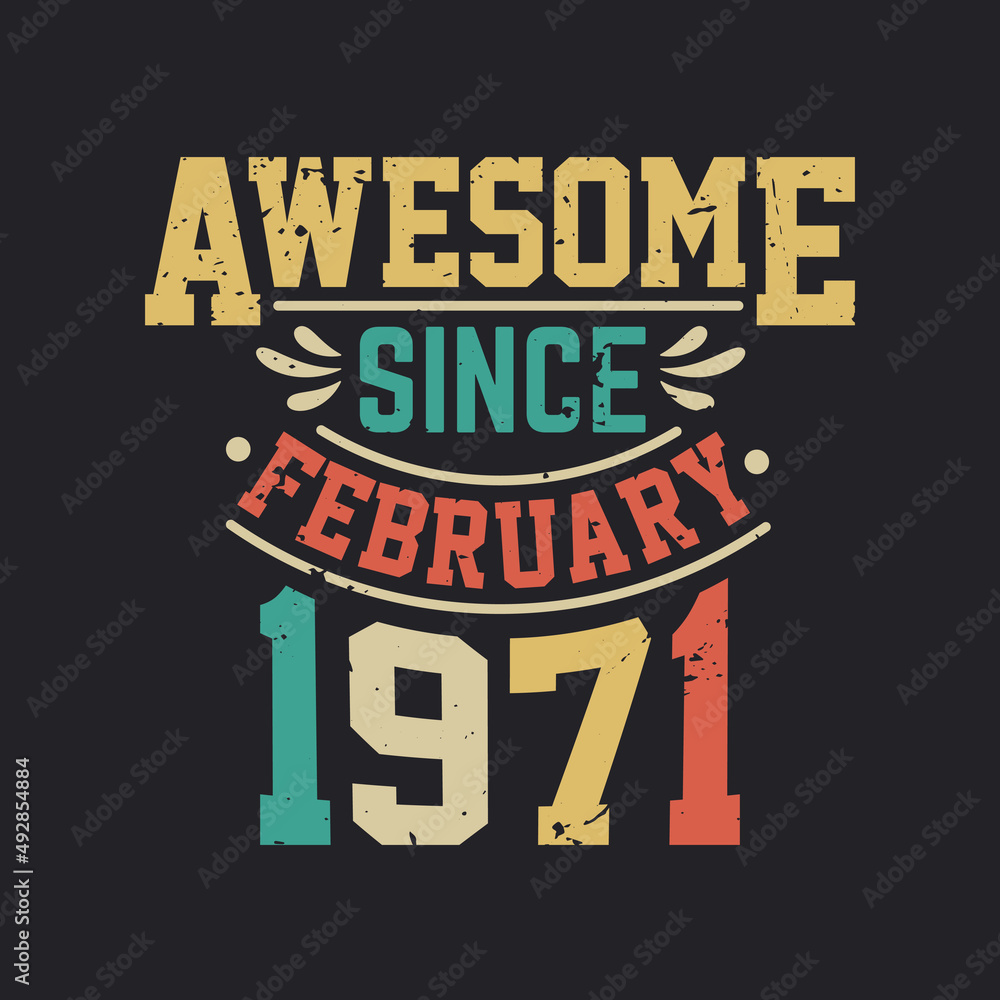 Awesome Since February 1971. Born in February 1971 Retro Vintage Birthday