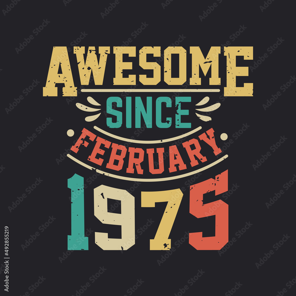Awesome Since February 1975. Born in February 1975 Retro Vintage Birthday
