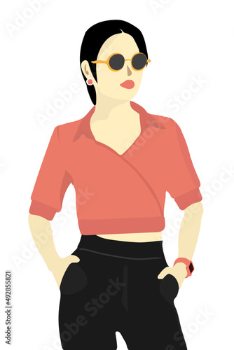 casual girl wearing a sunglasses