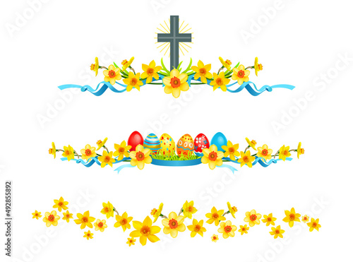 Easter floral borders isolated