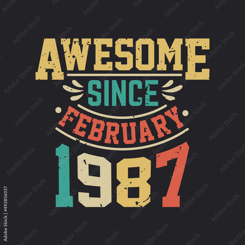 Awesome Since February 1987. Born in February 1987 Retro Vintage Birthday