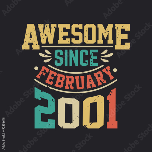 Awesome Since February 2001. Born in February 2001 Retro Vintage Birthday