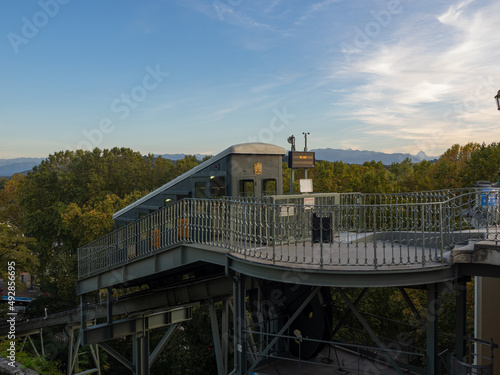 A coach of the funicular carries passengers in the French city Pau. © Ancoay