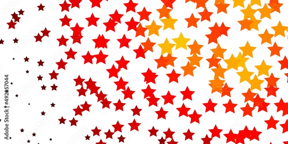 Dark Orange vector background with small and big stars. Dark Orange vector background with small and big stars.