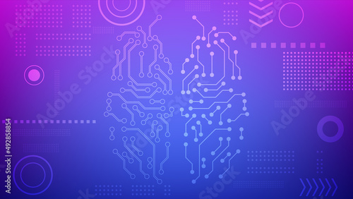 Human brain. Abstract technology background. Vector illustration