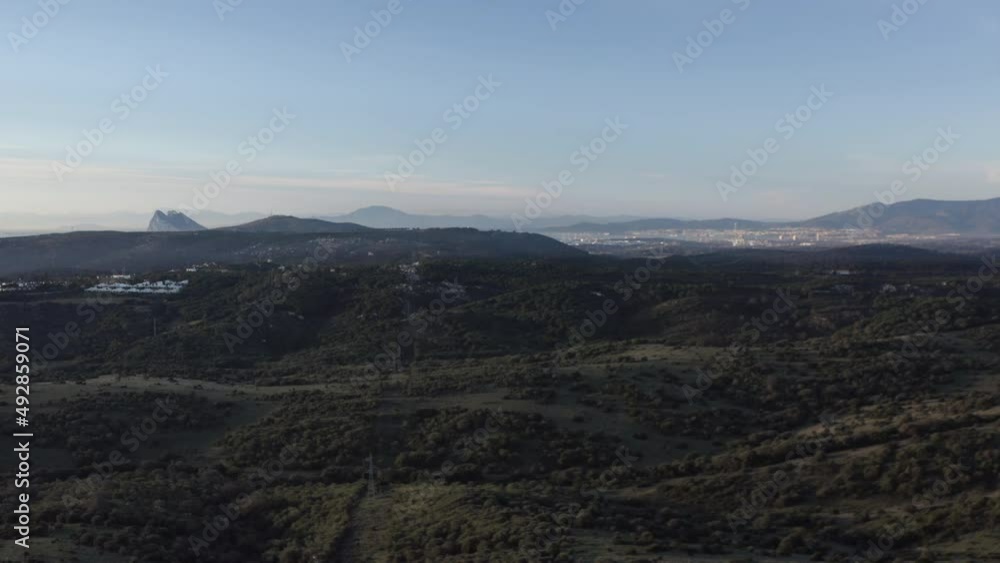 drone flying trvelinng looking a gibraltar rock and the sea spain and morroco drone flying trvelinng looking a gibraltar rock and the sea spain and morroco
