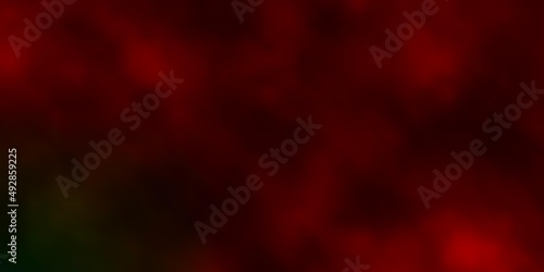 Dark Green, Red vector pattern with clouds.