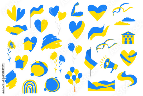 support Ukraine graphic set  vector illustration