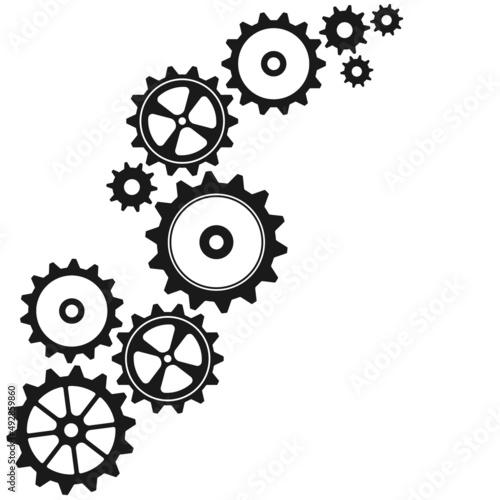 Gears icon flat vector. Gear mechanism illustration. Gearwheel logo.