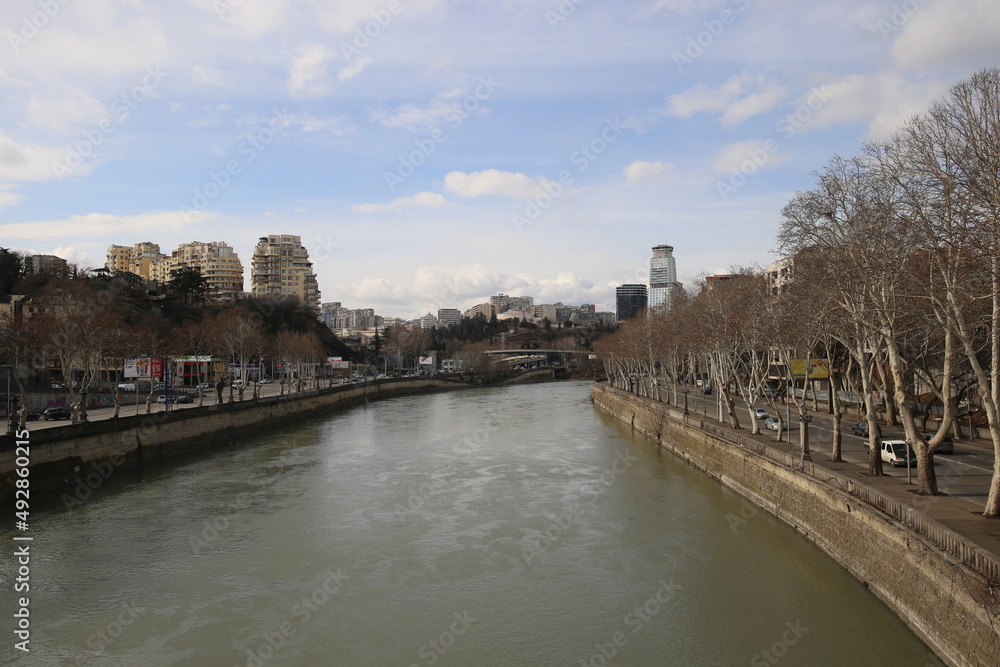 view of the Kura River in March