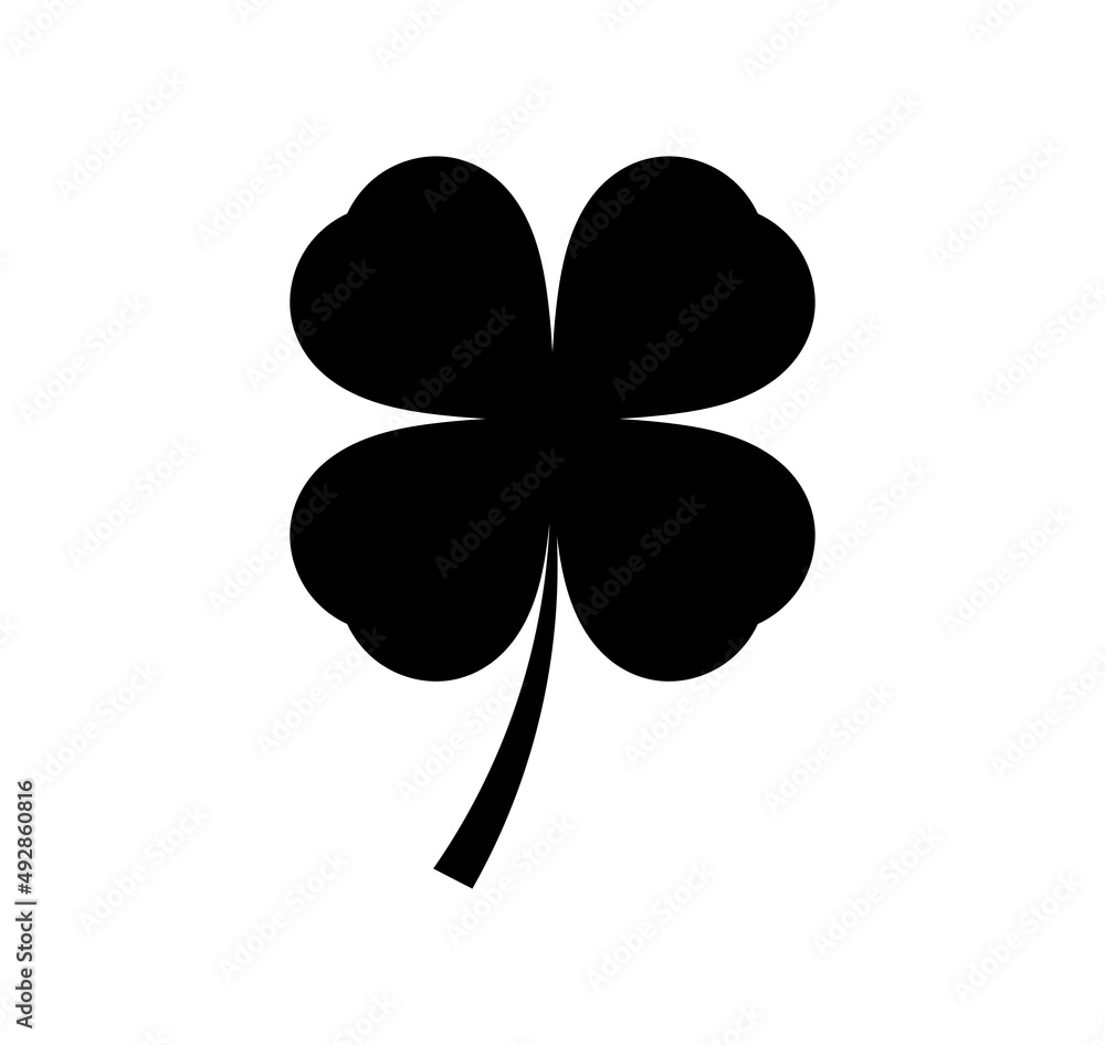 Clover leaf icon, black design element. Saint Patricks Day symbol. Clover leaf icon, black design element. Saint Patricks Day symbol.