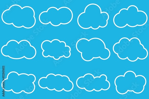 Clouds line icon set. Vector illustration.