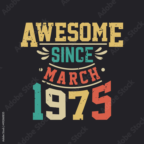 Awesome Since March 1975. Born in March 1975 Retro Vintage Birthday