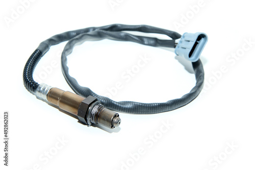 The new oxygen sensor (or lambda sensor) for measurement of gas and oxygen ratio isolated in a white background. 