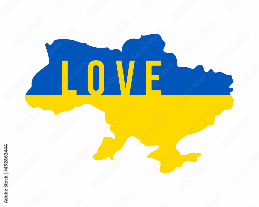 Love Ukraine. Stop War in Ukraine. Ukraine War Poster. Vector Illustration.