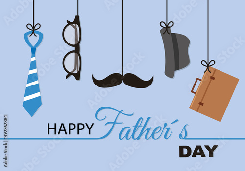 Happy fathers day card. Men's accessories 