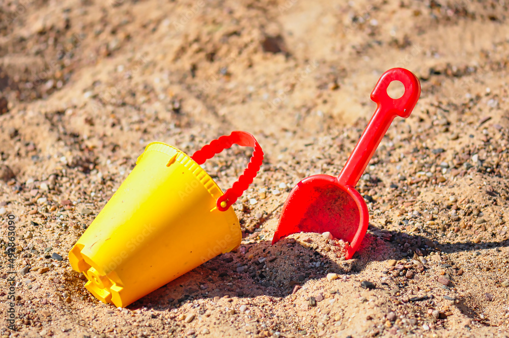 Urlaub, Hintergrund, Strand, Eimer, Schaufel Urlaub, Hintergrund, Strand, Eimer, Schaufel
