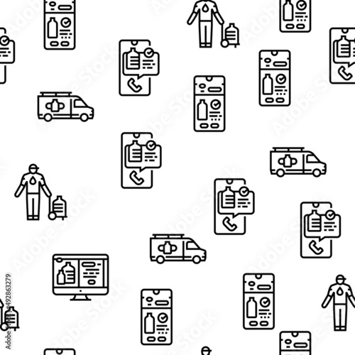 Water Delivery Service Business Vector Seamless Pattern Thin Line Illustration