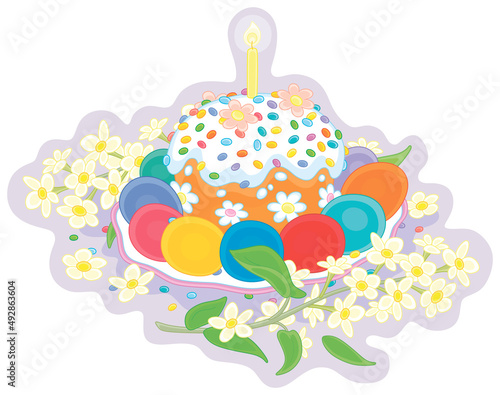 Fancy sweet holiday cake wi...