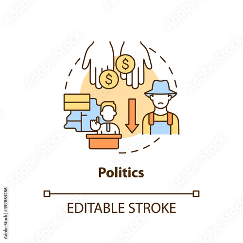 Politics concept icon. Lack of federal support. Challenges to achieving food security abstract idea thin line illustration. Isolated outline drawing. Editable stroke. Arial, Myriad Pro-Bold fonts used