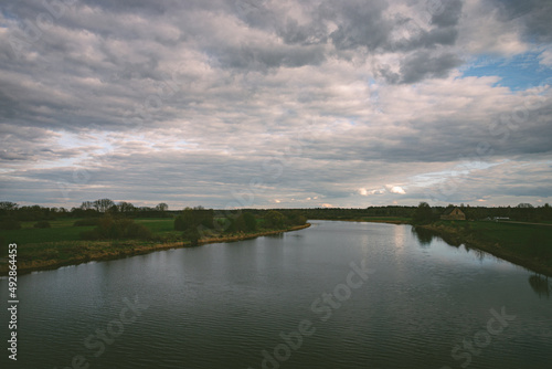 landscape with river Lielupe near Jelgava town, Latvia inspring evening