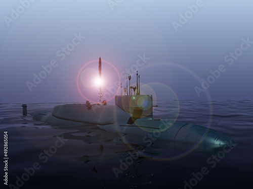 submarino clase Jin en superficie photo