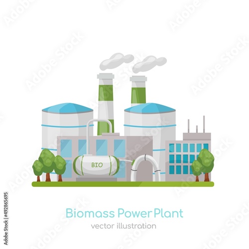 Biomass energy station icon. Renewable energy source. Vector illustration
