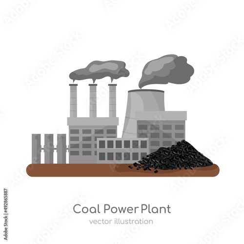 Coal power station icon. Editable vector illustration
