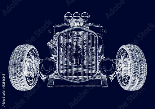 hotrod with no brand in white background front view photo