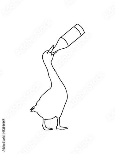 Gans säuft Bier 