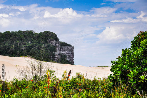 view of the morro dos conventos in the morning in araranguá , brazil  photo