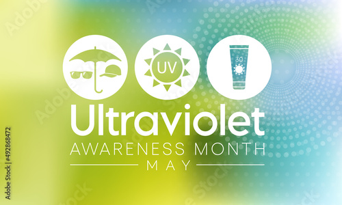 Ultraviolet awareness month observed each year in May, Exposure to UV rays can burn delicate eye tissue and raise the risk of developing cataracts and cancers of the eye. vector illustration