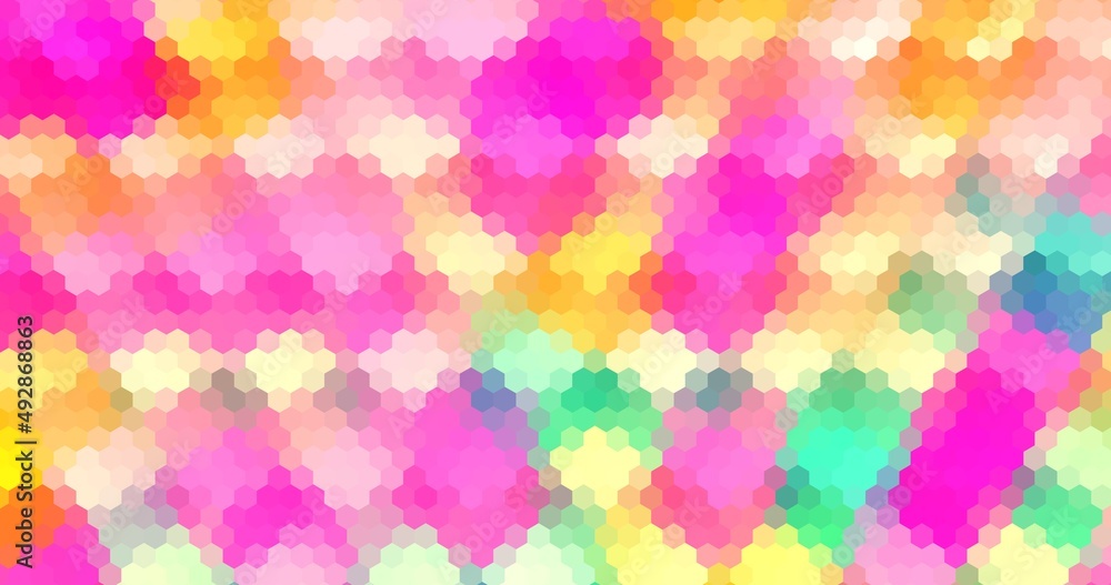 Colorful abstract geometric mosaic hexagon random background.