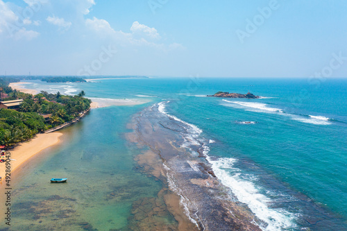 Aerial view Moratalla beach, Beruwala, Sri Lanka 