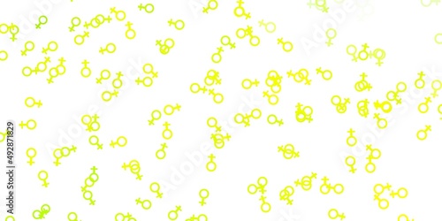 Light Green, Yellow vector pattern with feminism elements.