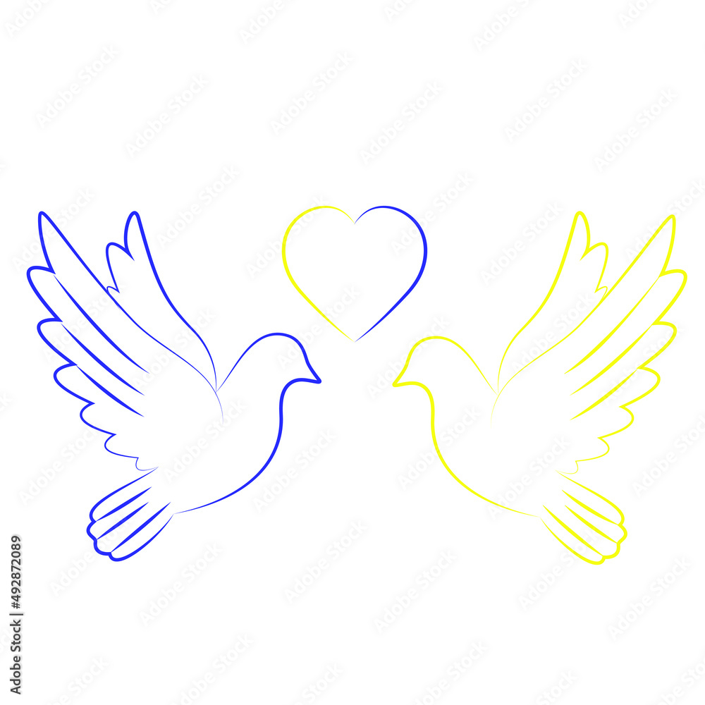 Flag of Ukraine in the form of a dove of peace. The concept of peace in Ukraine. Vector illustration Flag of Ukraine in the form of a dove of peace. The concept of peace in Ukraine. Vector illustration