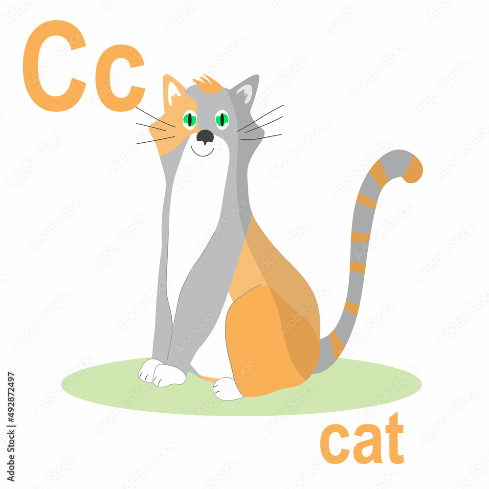 Cute cat, the ABC of children's wall art. Postcards with the alphabet ...