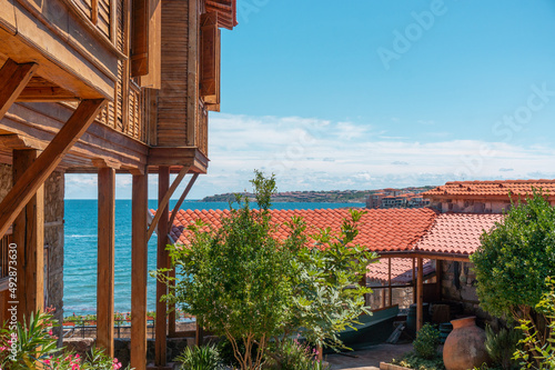 Wooden house in the old coastal town