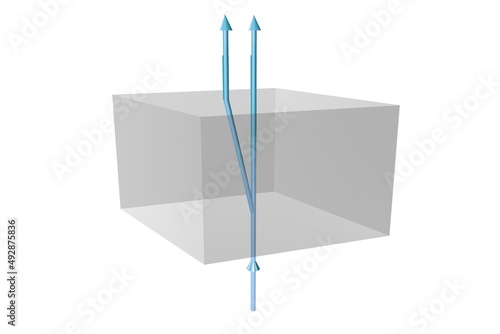 Obraz na plátně Birefringence illustration, calcite crystal, polarization, 3D rendering