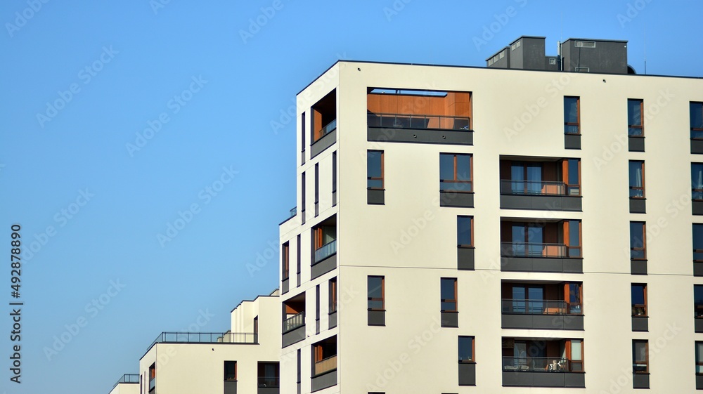 Modern elements in  contemporary  architecture.. Architectural details of a modern apartment building.