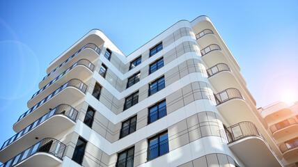 Modern elements in  contemporary  architecture.. Architectural details of a modern apartment building.
