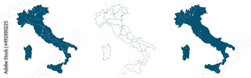 Simple blue Map Of Italy Isolated On White Background. Vector