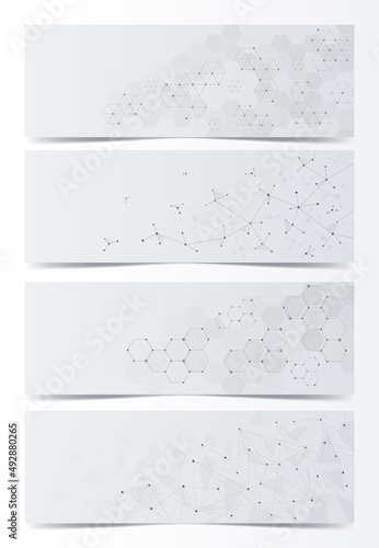 Technology banner set. Innovation and modern technology, futuristic website banner, space for text, presentation or poster collection. Cartoon flat vector illustrations isoolated on white background
