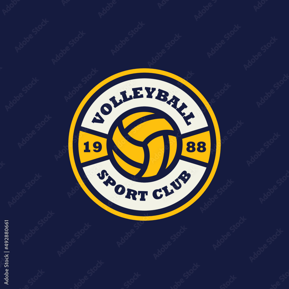 Volleyball club emblem. Ball badge logo, Volleyball ball team game club elements, Vector Logo Illustration Fit to championship or team
