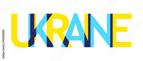 Ukraine color text. Vector isolated on white background. EPS 10