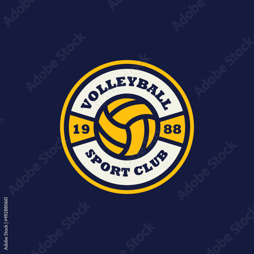 Volleyball club emblem. Ball badge logo, Volleyball ball team game club elements, Vector Logo Illustration Fit to championship or team
