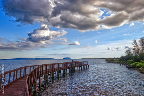 Vast lake looks like an ocean under the evening sky with beautiful clouds - Lake Superior - Thunder Bay  ON  Canada