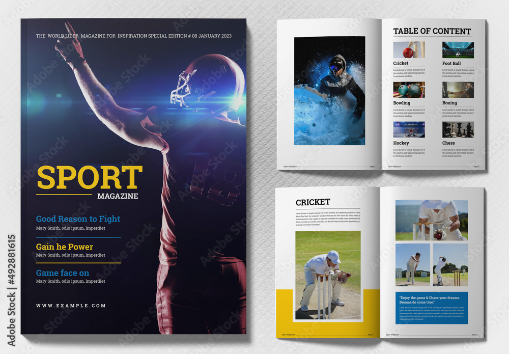 Sports Magazine Template Layout Stock Template Adobe Stock