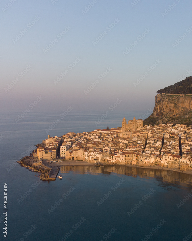 Panoramic view of a beautiful historical town on the sea. Cefalu,sicily. 


