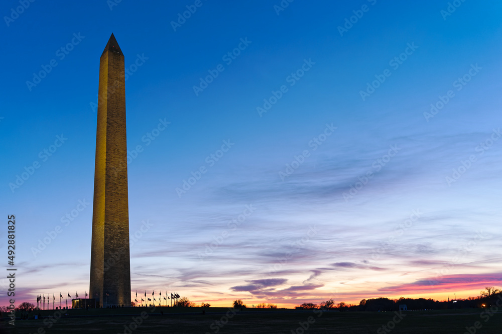 Washington Monument in Washington, DC at sunset